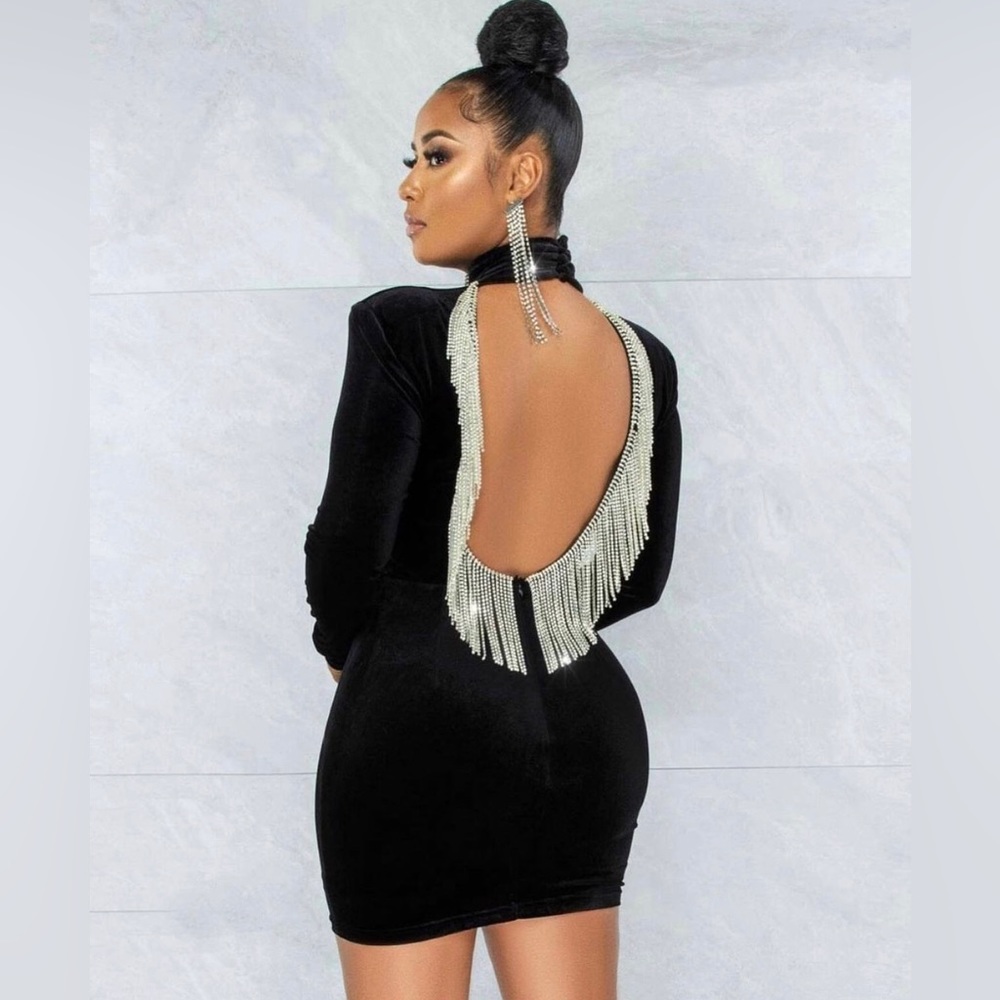 BLACK VELVET MINI BODYCON DRESS